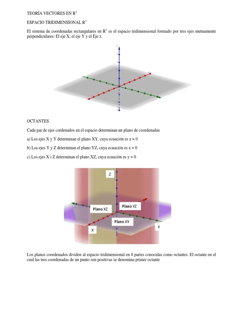 Teoría Vectores En R3 | PDF | Sistema De Coordenadas Cartesianas | Sistema Coordinado