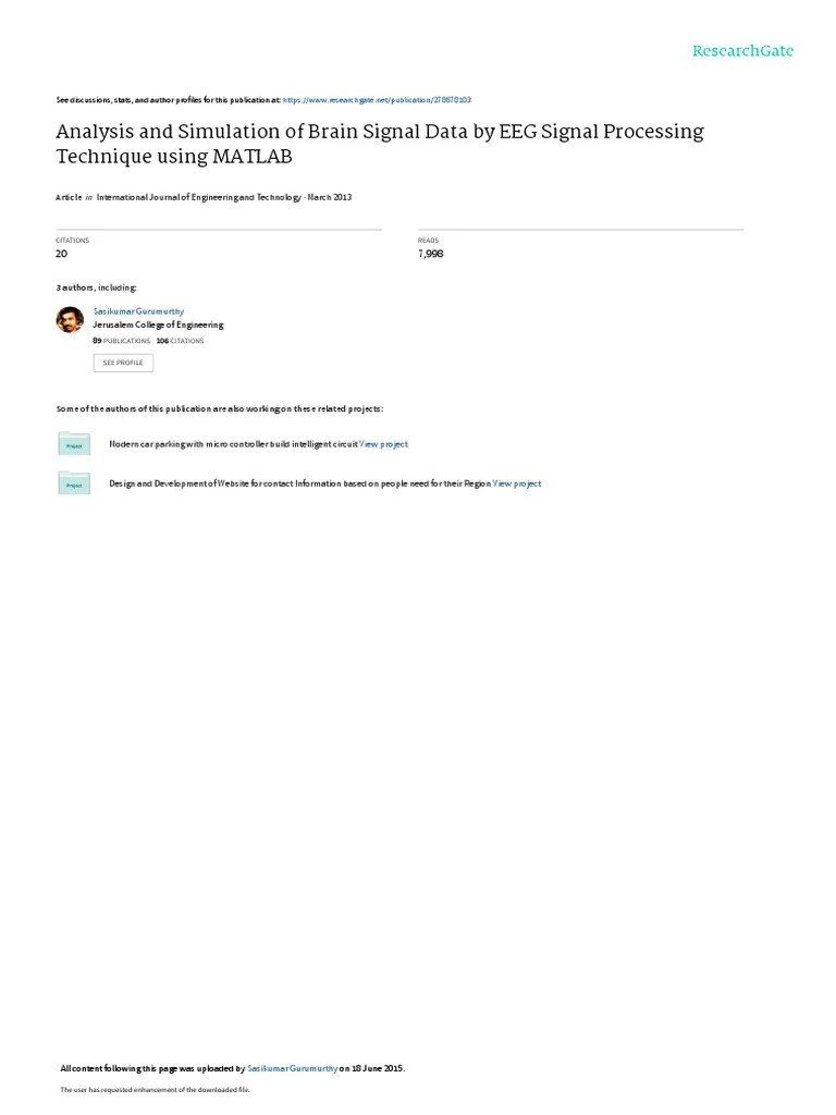 Analysis And Simulation Of Brain Signal Data By EEG Signal Processing ...