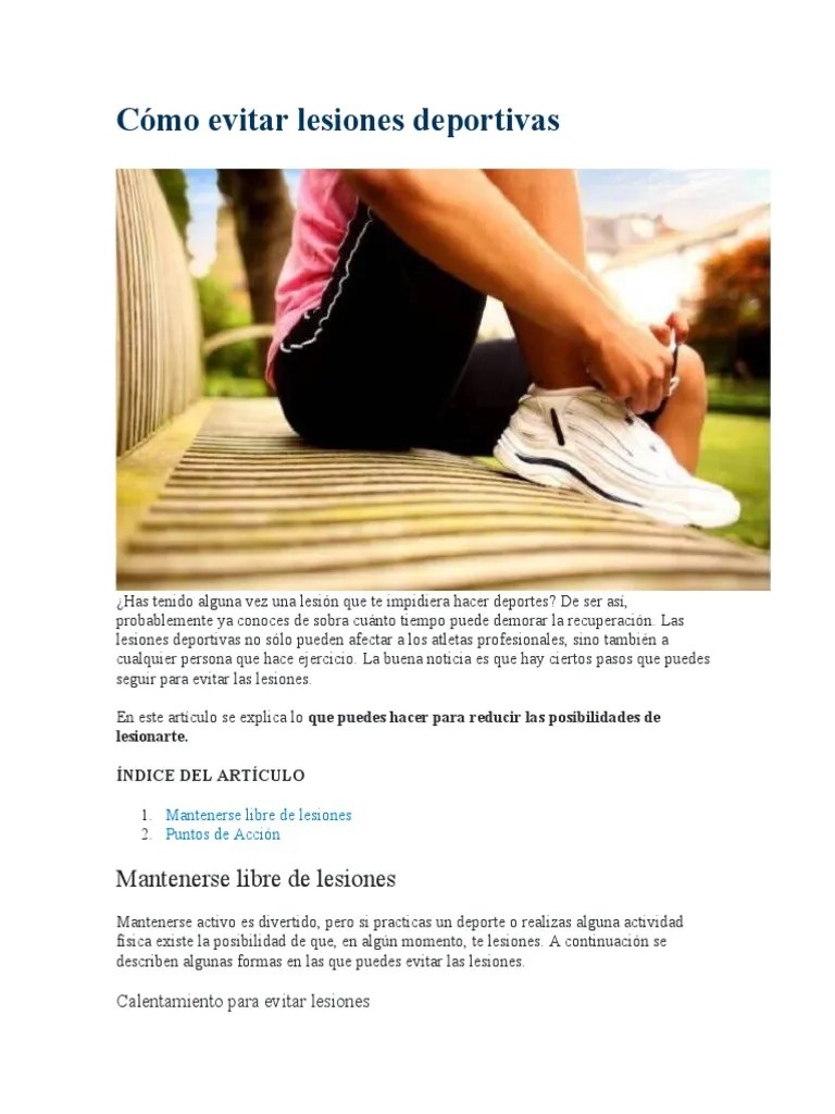 Cómo Evitar Lesiones Deportivas | PDF | Flexibilidad (anatomía) | Corriendo