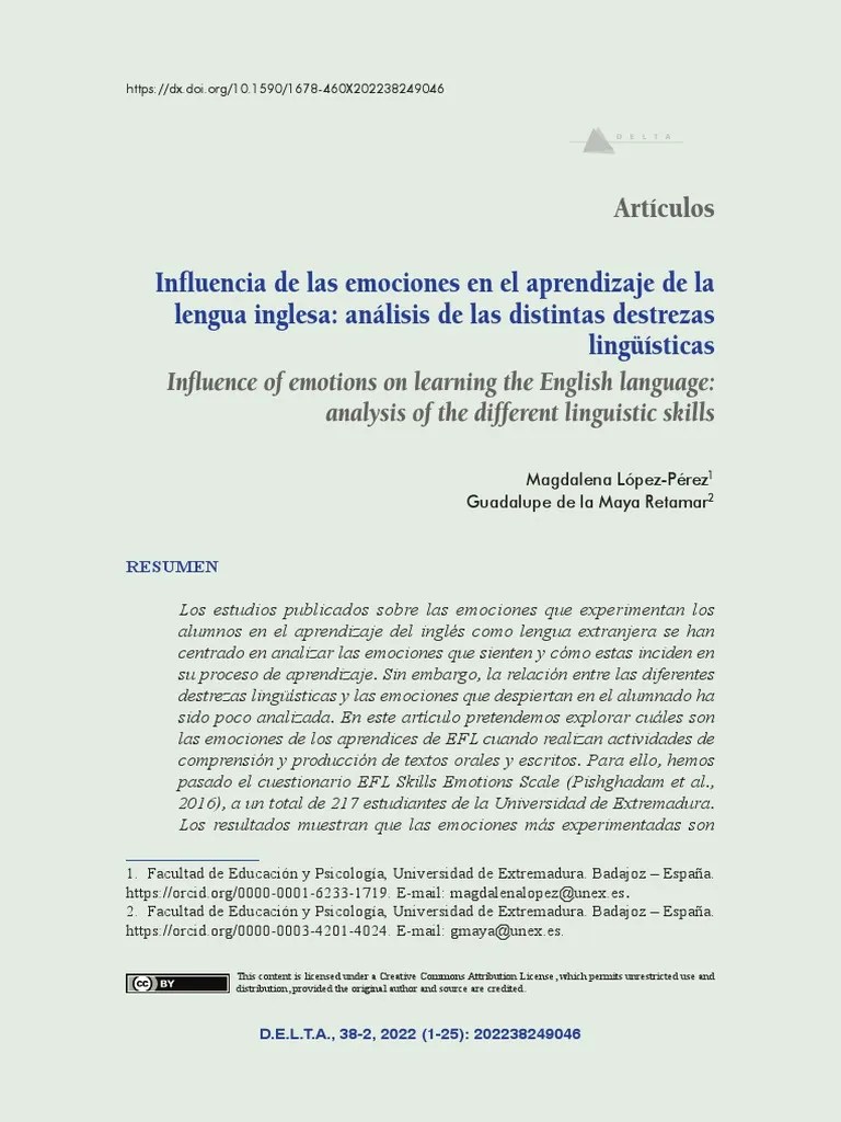 Influencia Del Aprendizaje En Las Emociones | PDF | Aprendizaje | Las Emociones