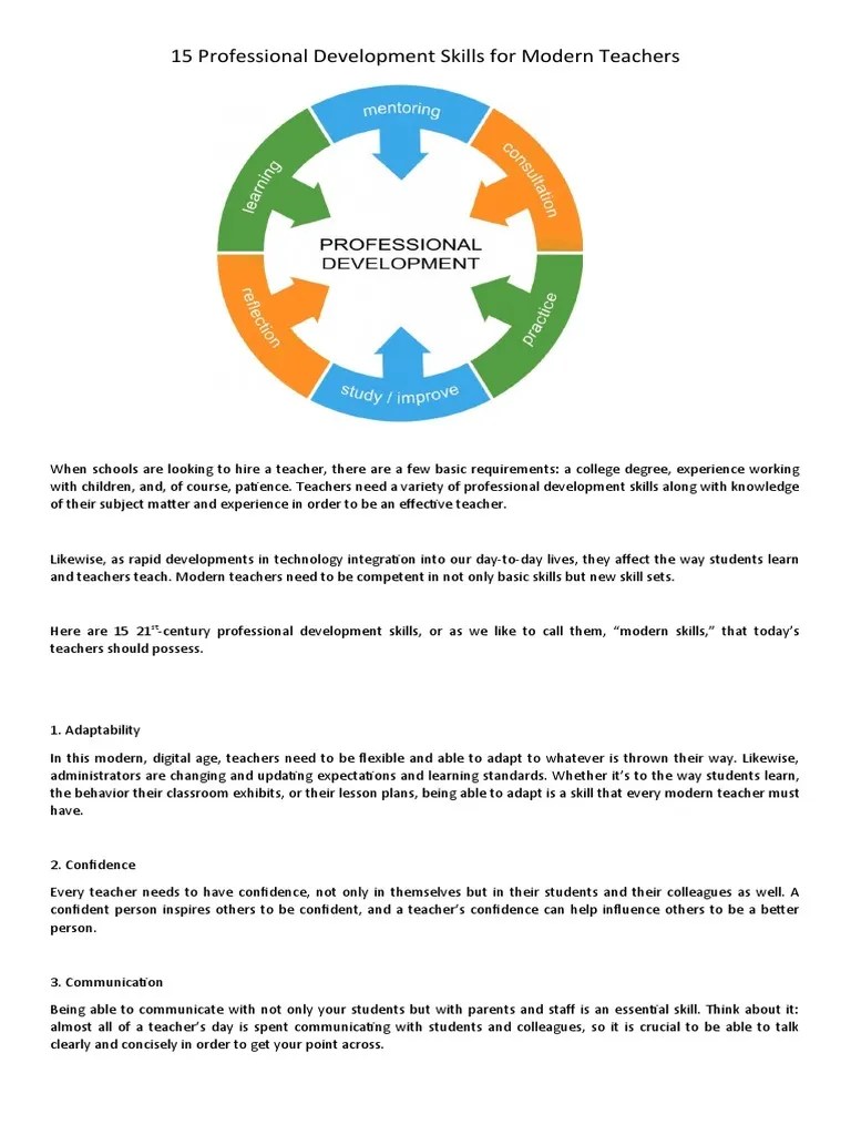 15 Professional Development Skills For Modern Teachers | PDF | Teachers ...