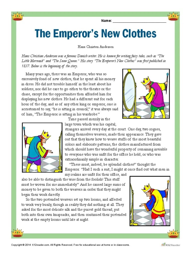 Reading Comprehension 1 - The Emperor's New Clothes | PDF | Weaving