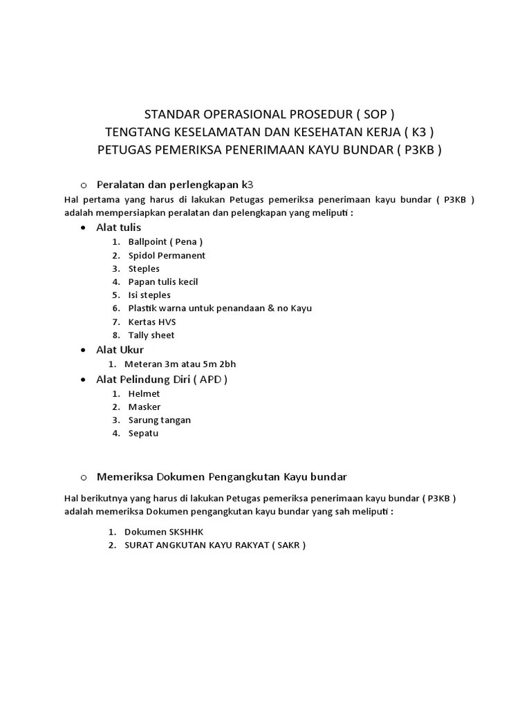 Standar Operasional Prosedur Sop K3 | PDF