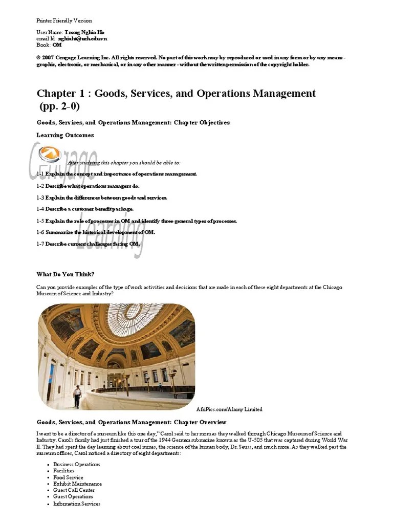 Chapter 1 - Goods, Services, And Operations Management | PDF ...