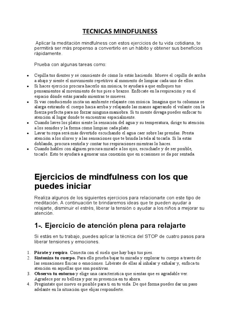 Tecnicas Mindfulness | PDF | Meditación | Respiración