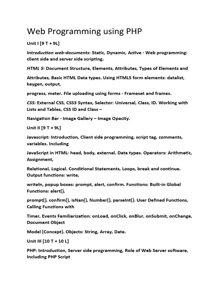 An Introduction To Web Programming Using PHP And PostgreSQL With HTML ...