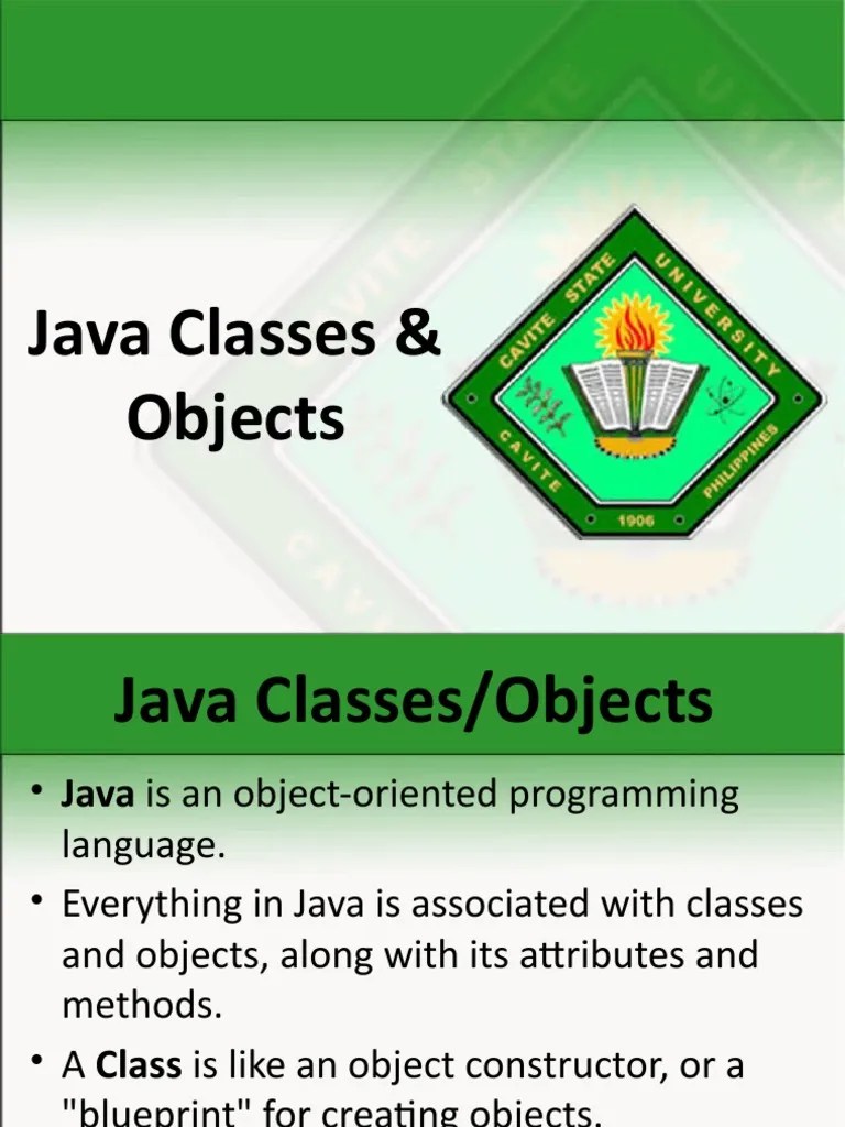 Lecture 1 & 2 - Java Classes, Methods And Objects | PDF | Class ...