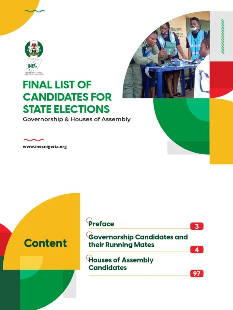 2023 General Election Final List Of Candidates For State Elections Governorship Houses Of ...