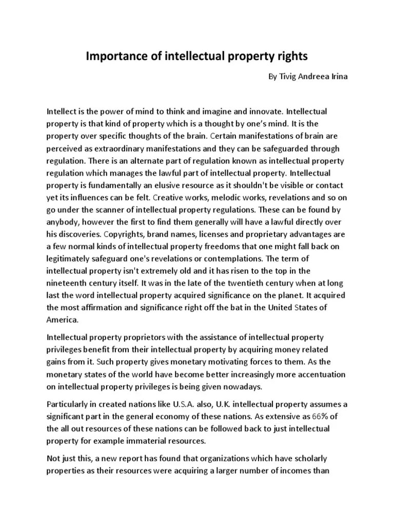 Importance Of Protecting Intellectual Property Rights | PDF | Property | Intellectual Property