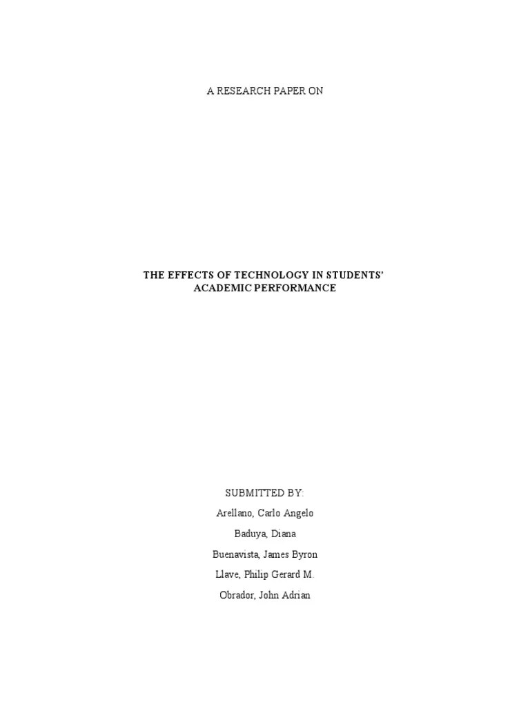 Group 5 - The Effects Of Technology In Students' Academic Performance ...