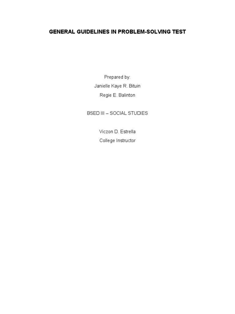 General Guidelines In Problem | PDF | Learning | Teachers