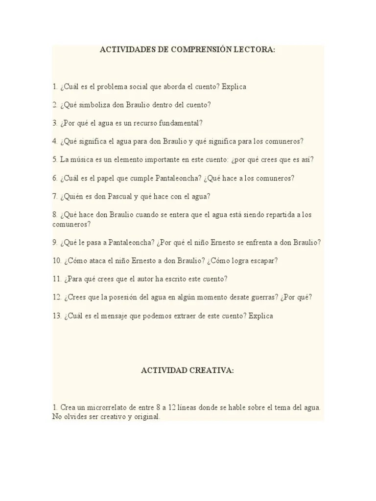 Comprensión Lectora Agua | PDF