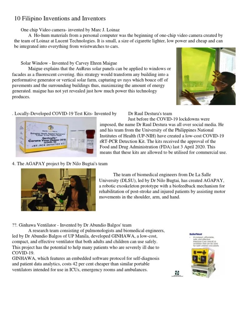 10 Filipino Inventions And Inventors | PDF