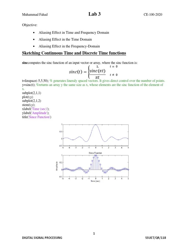 Lab 3 100 DSP | Download Free PDF | Sampling (Signal Processing ...
