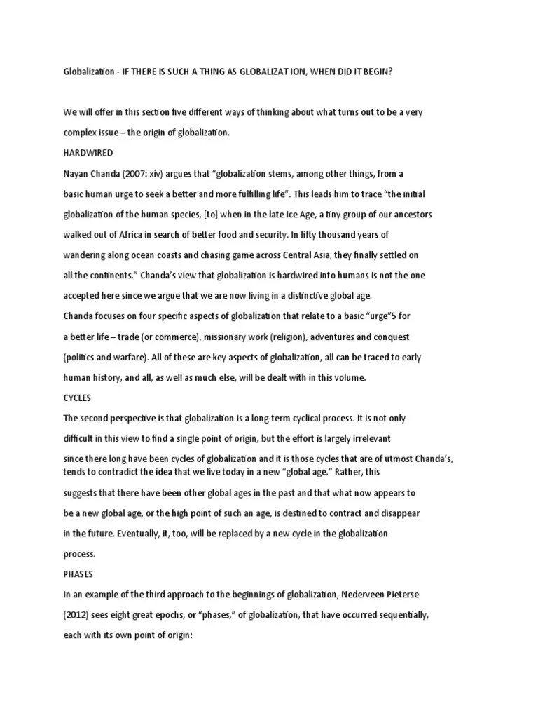 Globalization - IF THERE IS SUCH A THING AS GLOBALIZAT ION, WHEN DID IT ...