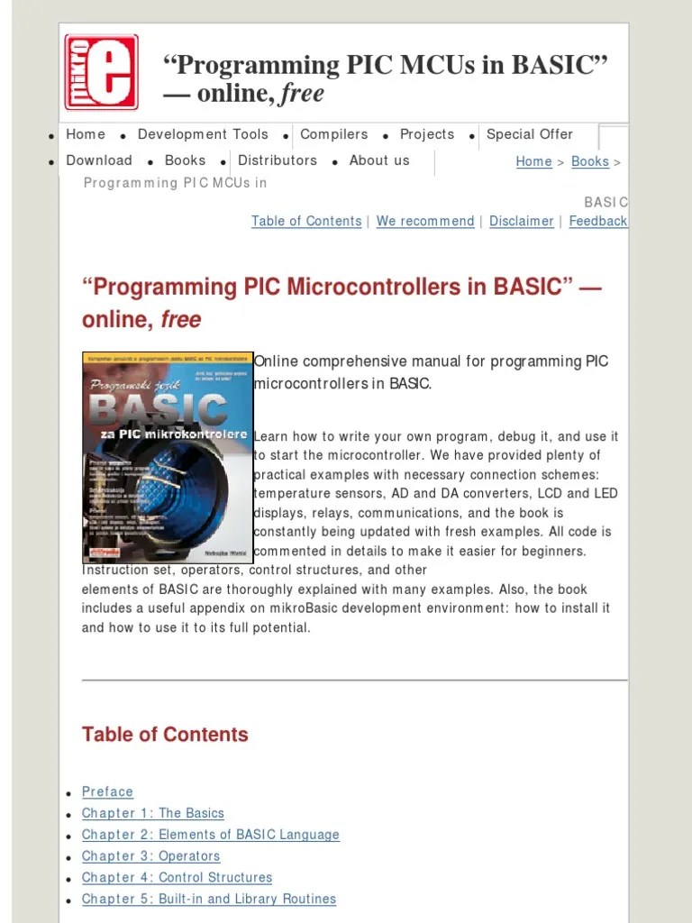 Programming PIC Microcontrollers In BASIC | PDF
