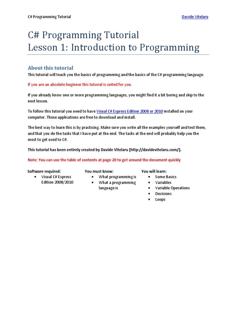0149 Csharp Programming Beginner Tutorial | PDF