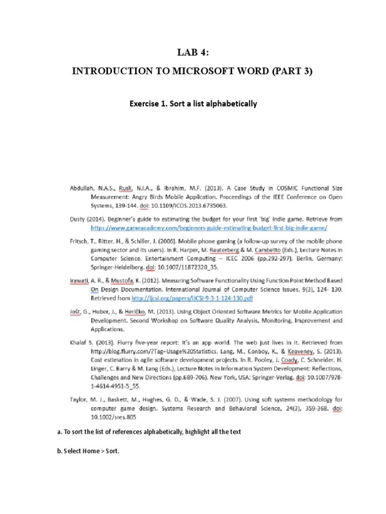 CSC134 Lab 4 - Introduction To MS Word (Part 3) | PDF | Microsoft Word ...