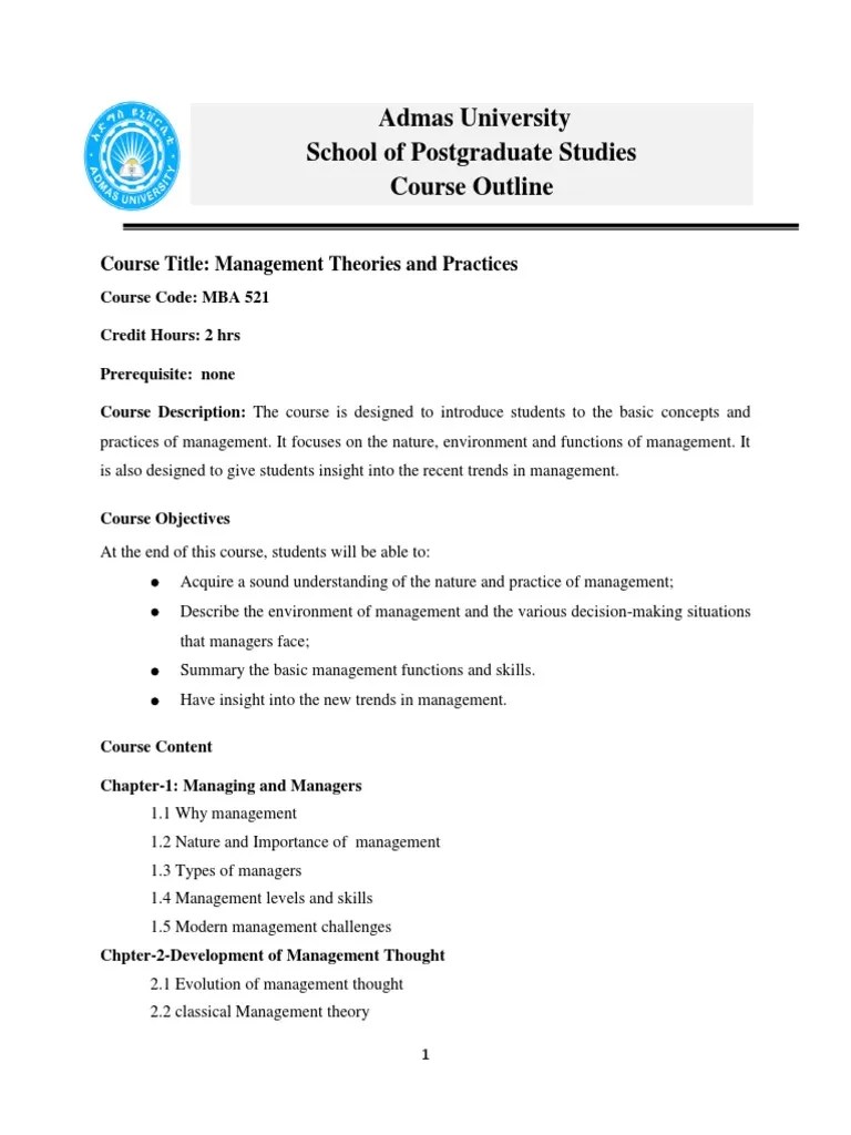 Management Theories And Practices | PDF | Decision Making | Leadership