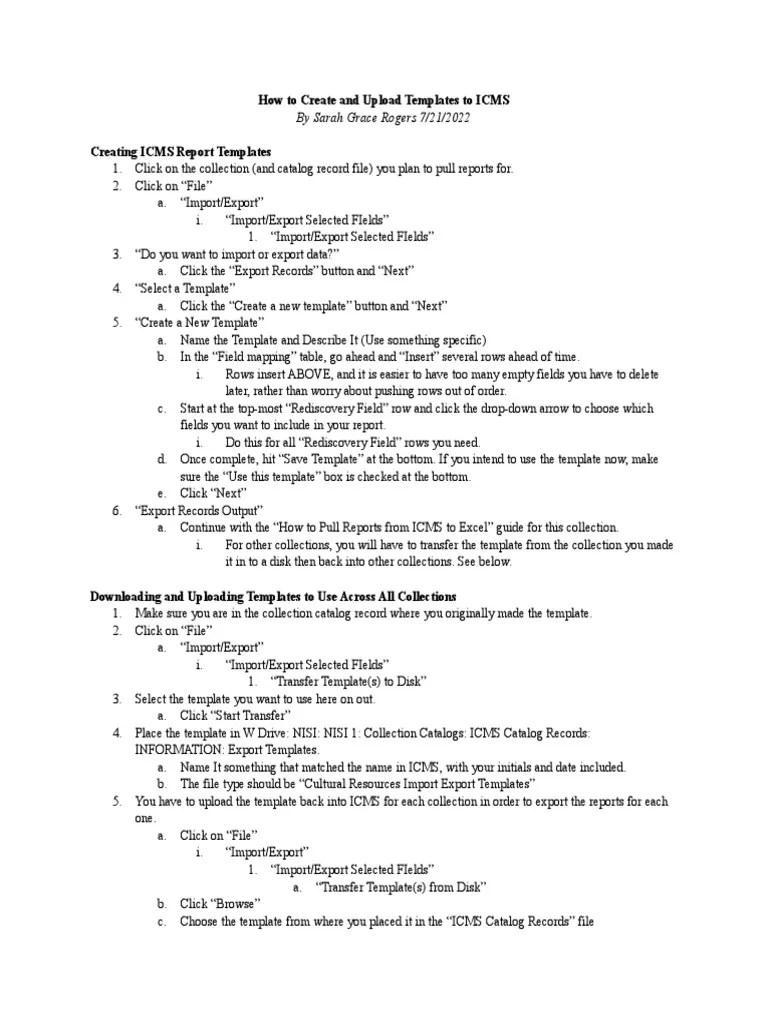 How To Create And Upload Templates To Icms | Download Free PDF | Computer File | Data Management