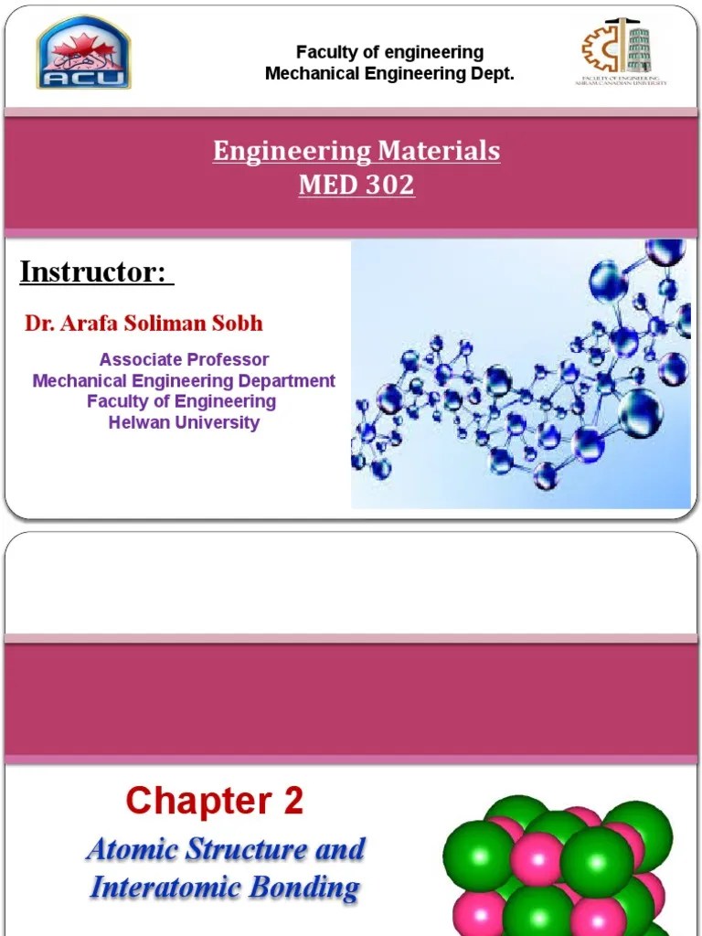 Chapter 2 Atomic Structure And Interatomic Bonding | PDF
