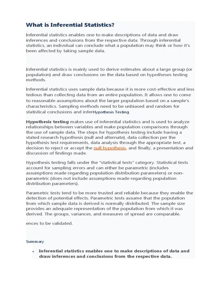 What Is Inferential Statistics | PDF | Statistics | Statistical ...