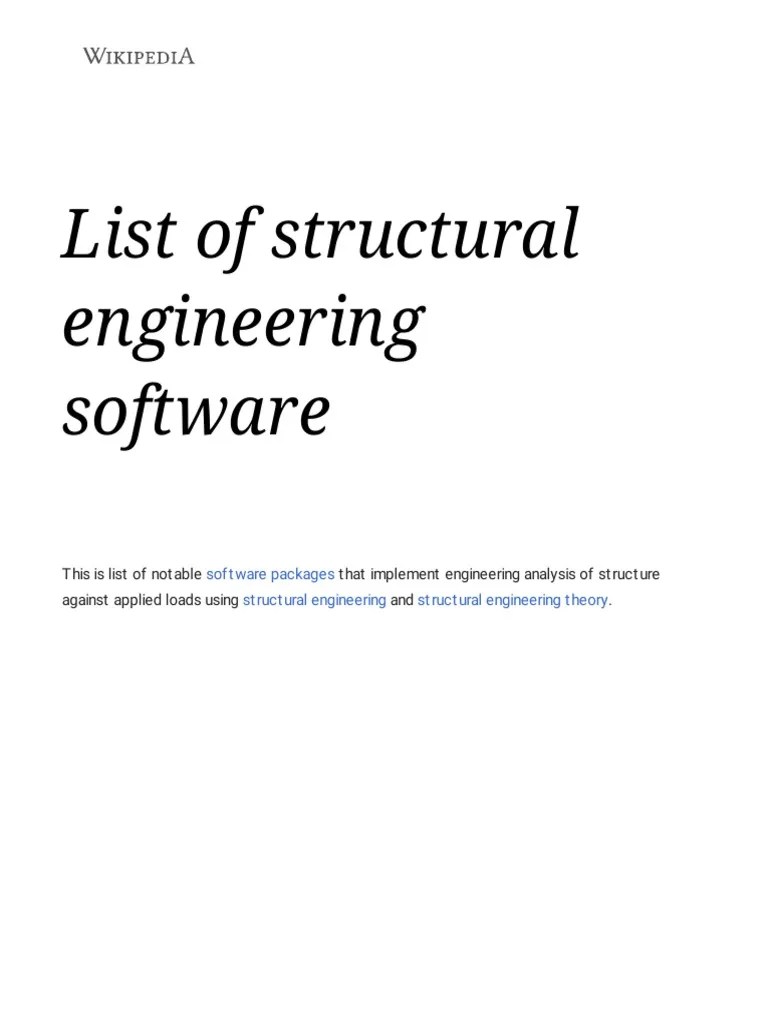 List Of Structural Engineering Software | PDF