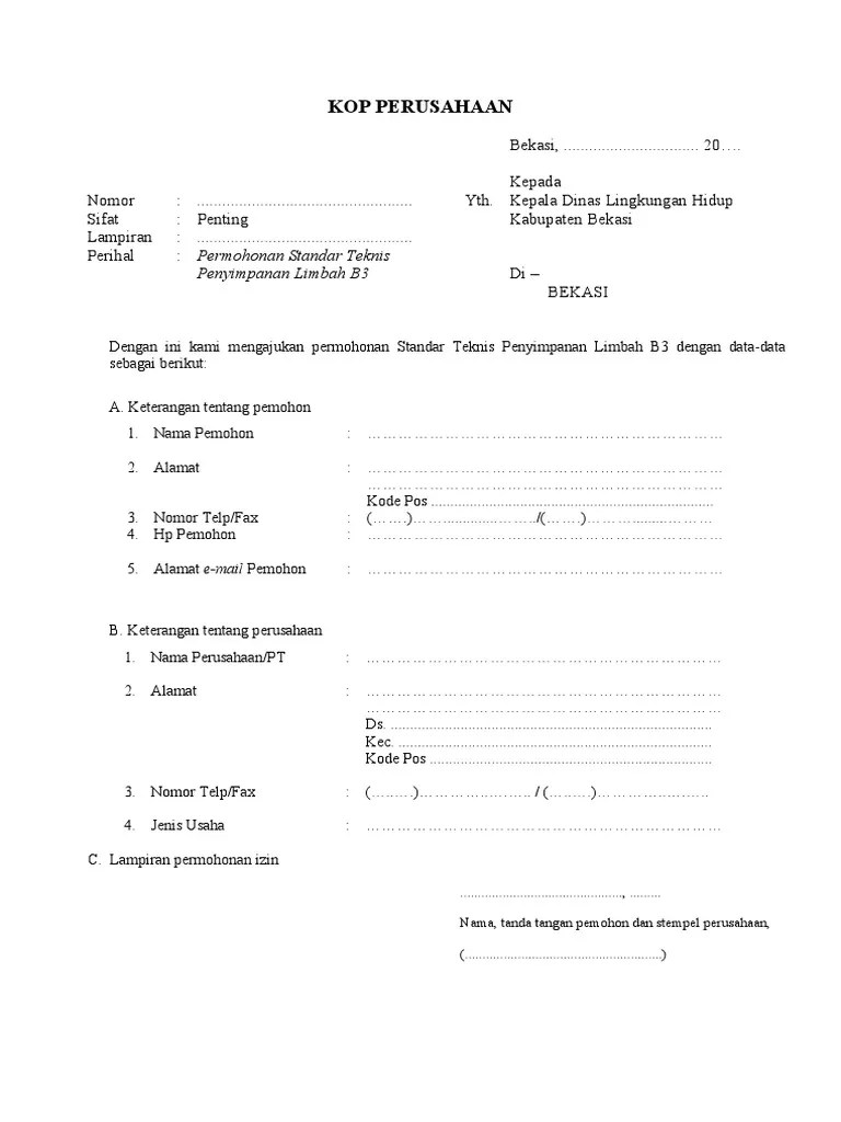 Format Standar Teknis Penyimpanan Limbah B3 | PDF