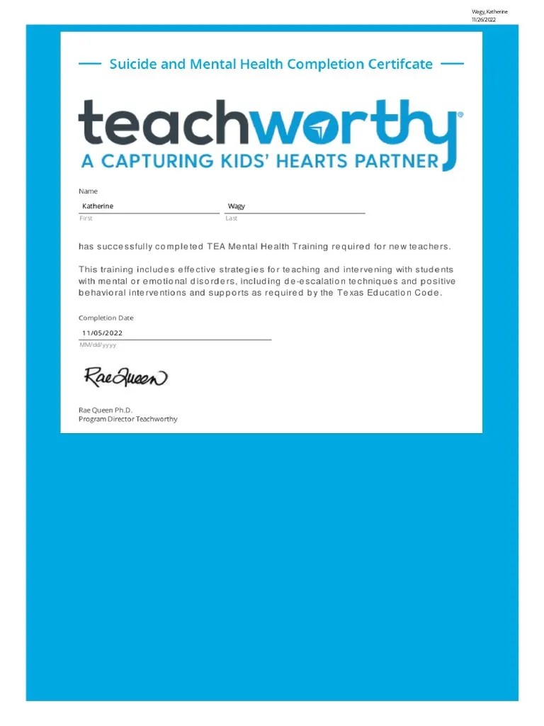 Mental Health Certificate | PDF