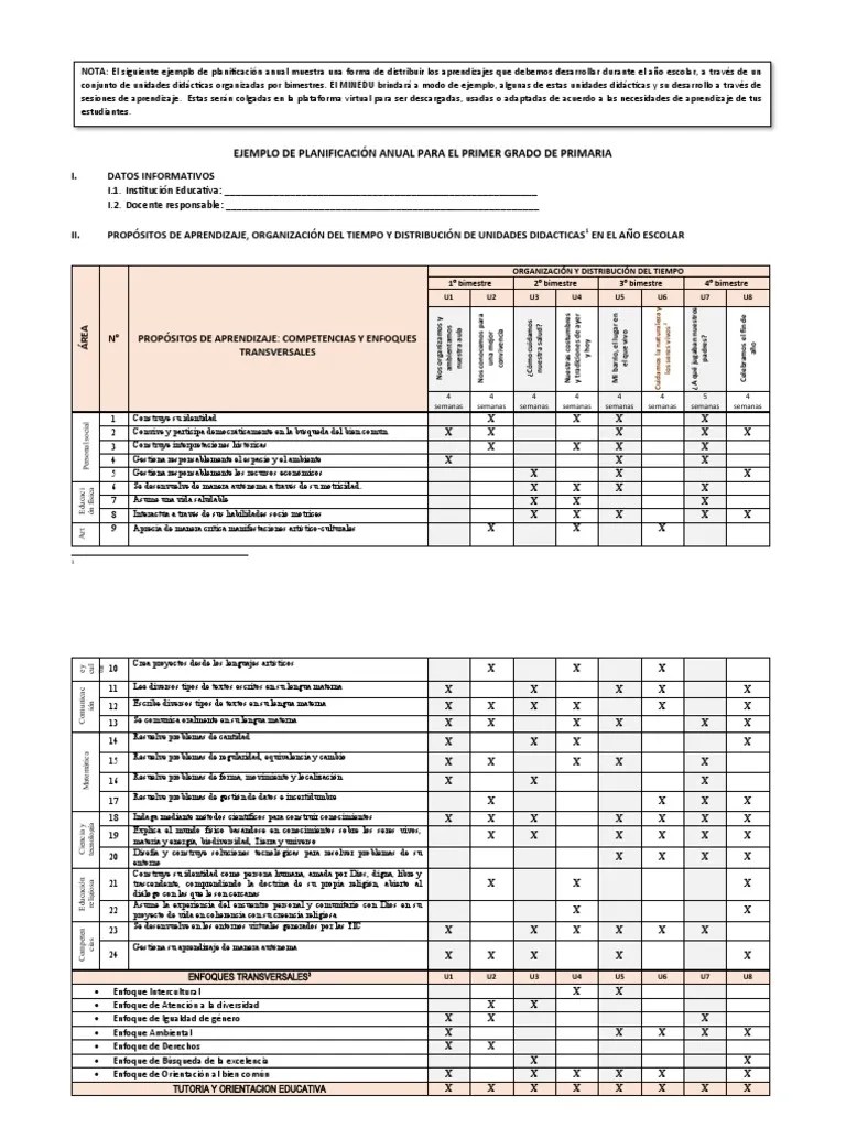 Planificacion Anual Primer Grado | PDF