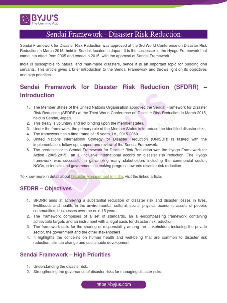 Sendai Framework Disaster Risk Reduction | Download Free PDF | Disaster ...