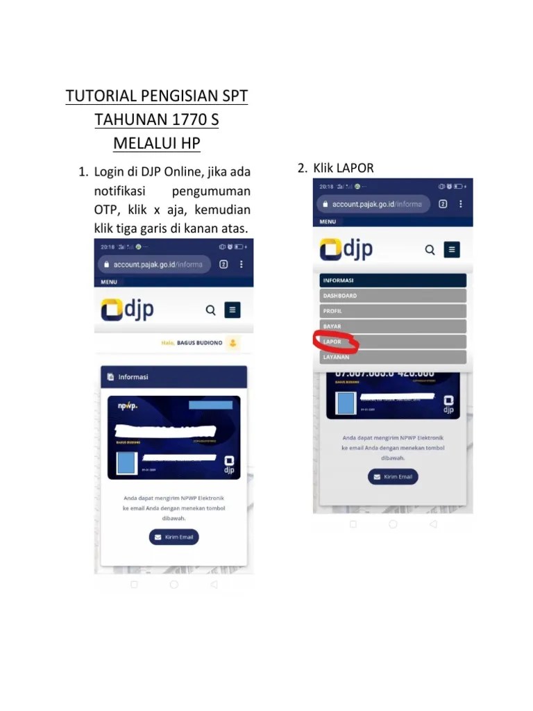 5b. Tutorial Pengisian SPT Tahunan 1770 S Melalui HP Update | PDF