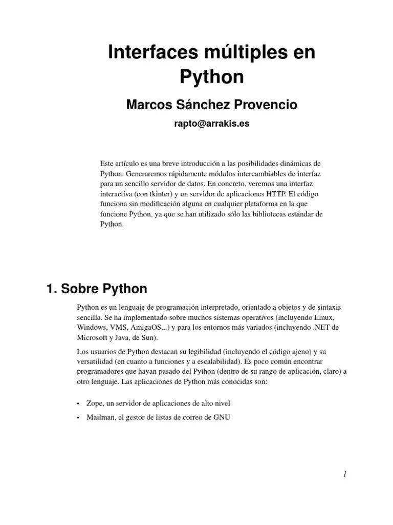Interfaces Múltiples En Python | PDF | Python (lenguaje De Programación ...