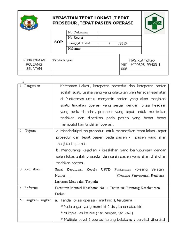 SOP-tepat Lokasi-Prosedur-Operasi | PDF