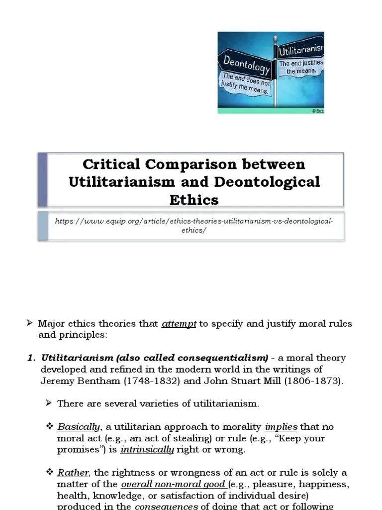 Utilitarianism & Deontology | PDF | Utilitarianism | Ethical Principles
