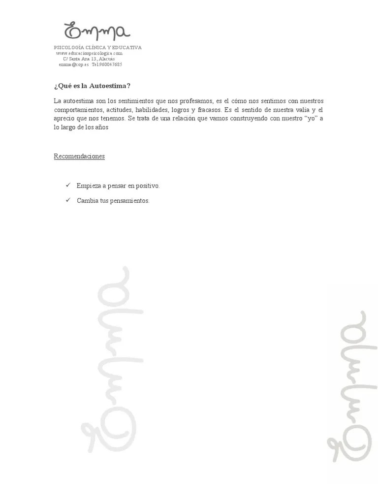 Qué Es La Autoestima | PDF