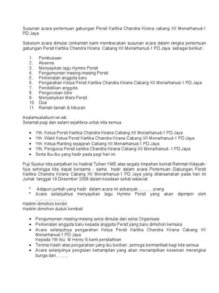 Susunan Acara Pertemuan Gab | PDF