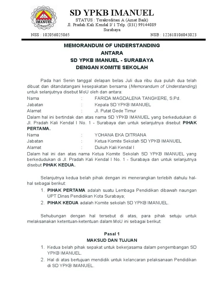 Mou Sekolah Dengan Komite | PDF