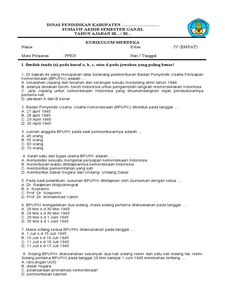 Soal PKN Kelas 4 | PDF