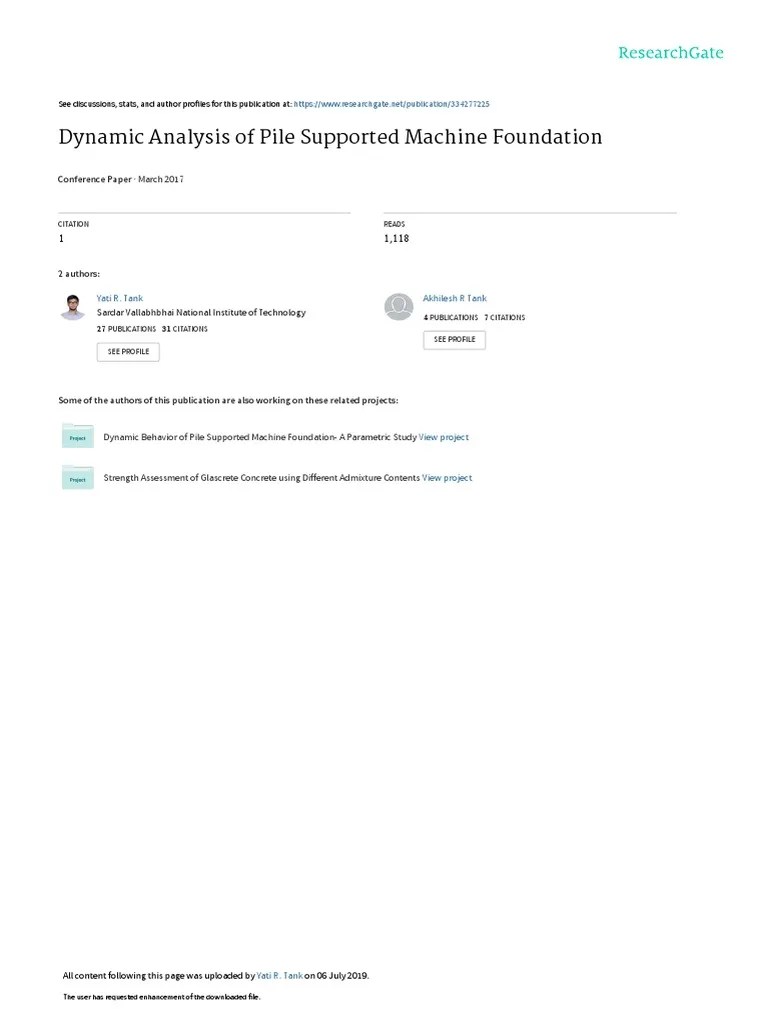 2017 Dynamic Analysis Of Pile Supported Machine Foundation | PDF | Deep ...