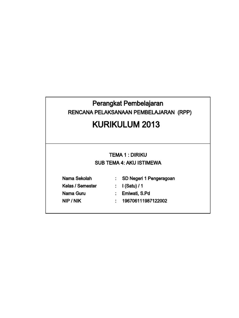 Tema 1. Subtema 4 Aku Istimewa | PDF
