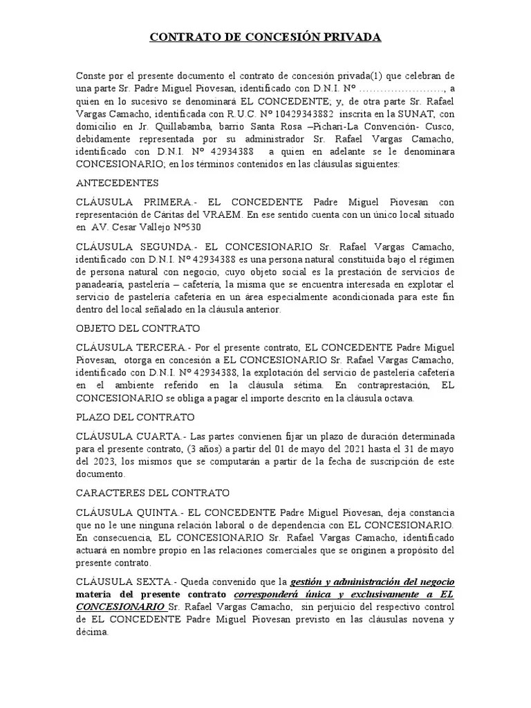Contrato De Concesión Privada | PDF | Justicia | Crimen Y Violencia