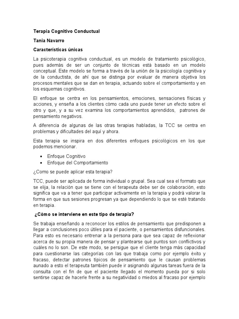 La Terapia Cognitivo Conductual | PDF | Terapia De Conducta Cognitiva ...