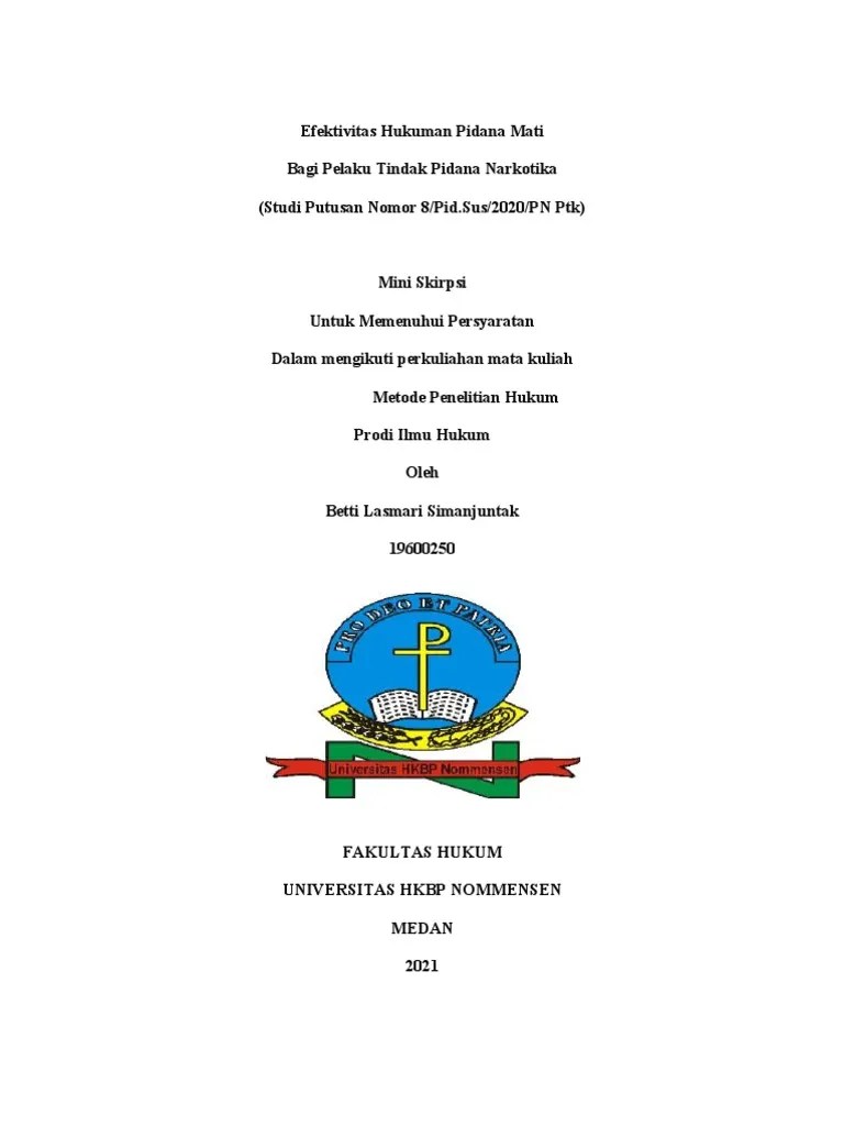 Efektivitas Hukuman Pidana Mati Bagi Pelaku Tindak Pidana Narkotika Betti Simanjuntak | PDF