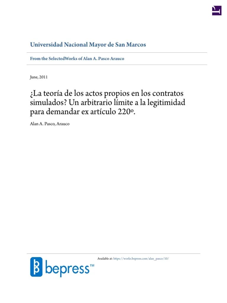 La Teoría De Los Actos Propios En Los Contratos Simulados - Stamped ...