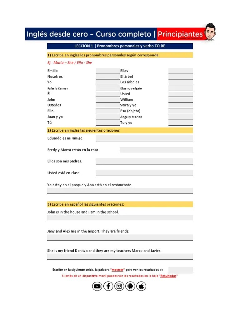 Curso Completo Inglés_Lecciones 1-5 Principiantes | PDF | Tipología Lingüística | Conjugación ...