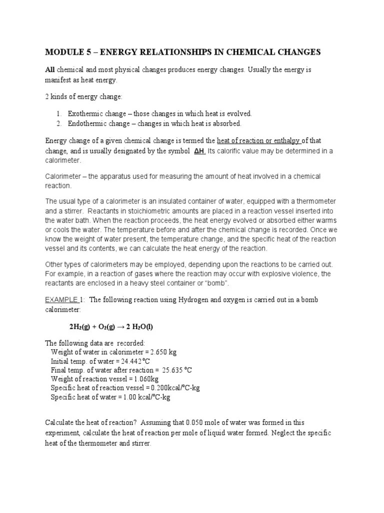 Module 5 Chemistry For Engineers | PDF | Chemical Reactions | Heat