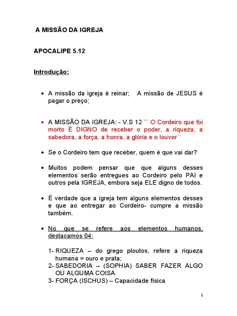 A Missão Da Igreja | PDF | Jesus | Igreja Cristã
