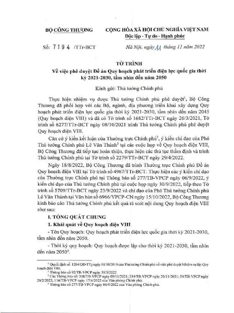 7194 TTR-BCT Phe Duyet De An Quy Hoach Dien 8 Opt | PDF