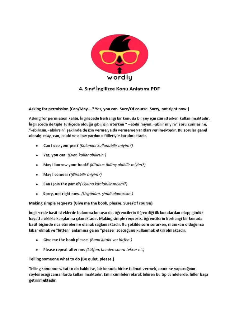 4.sinif Ingilizce Konu Anlatimi PDF | PDF